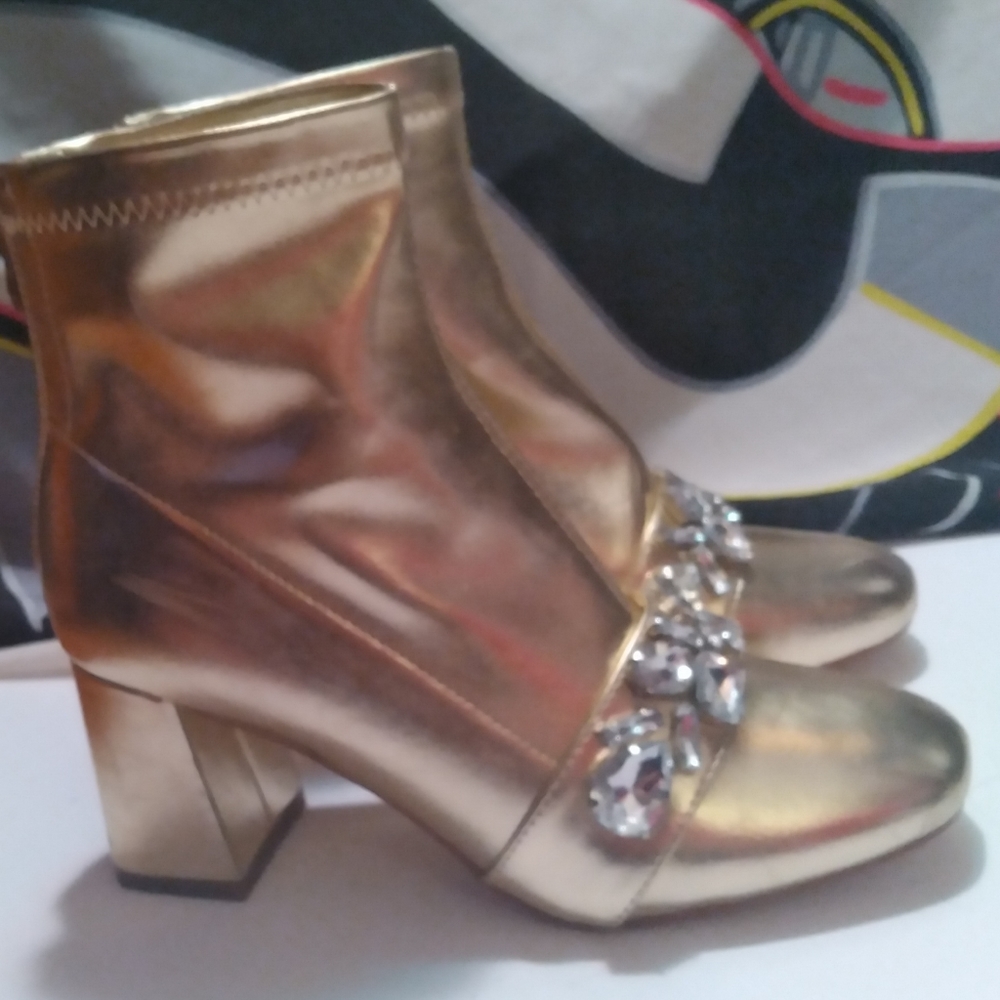 Gold and Rhinestone booties - Picture 5 of 6